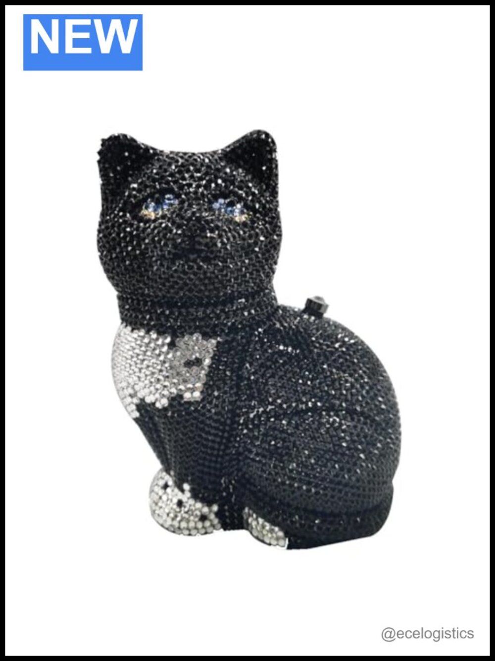 3D Dog Rhinestone Clutch Evening Bag Women Formal Party Hardcase Crystal Purse